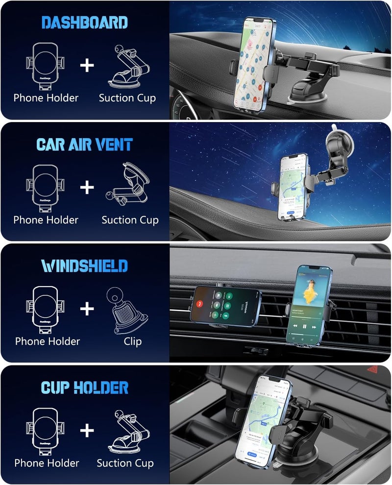 BothLin Wireless Car Charger, Fast Charging Phone Holder 3 in 1 Phone Mount Auto Clamping Car Accessories Compatible with iPhone 17 16 15 14 13 12 11 Xs XR, Samsung S23 Ultra S22 S21 S20/S10+ S9+ Note 9 - Image 3